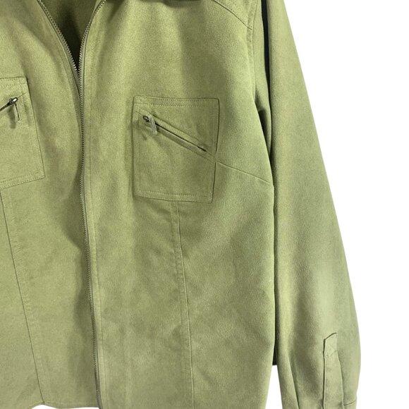 faux suede women's short utility jacket olive green Reitmans size xl - Picture 3 of 12